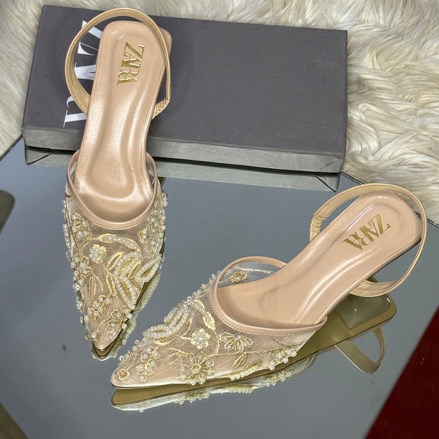 Zara Embroided Artwork Heel for Women