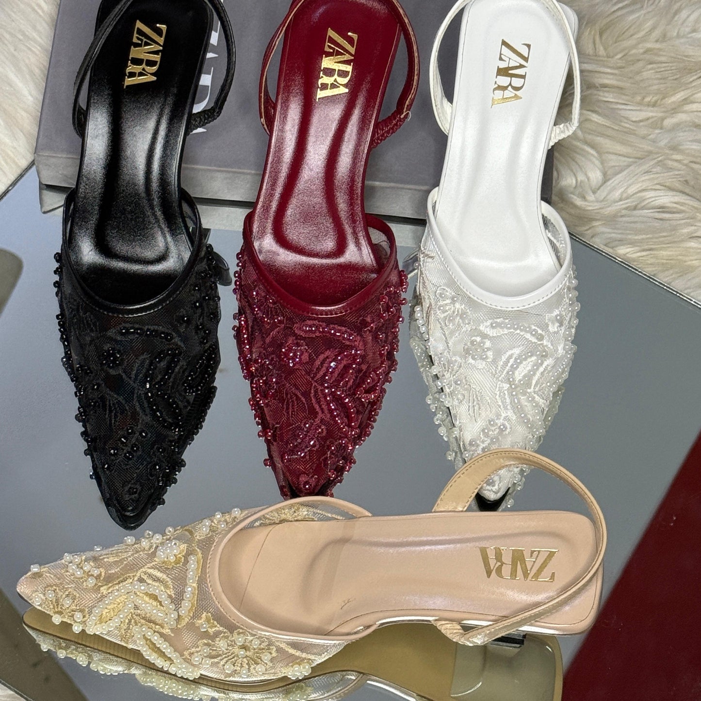Zara Embroided Artwork Heel for Women