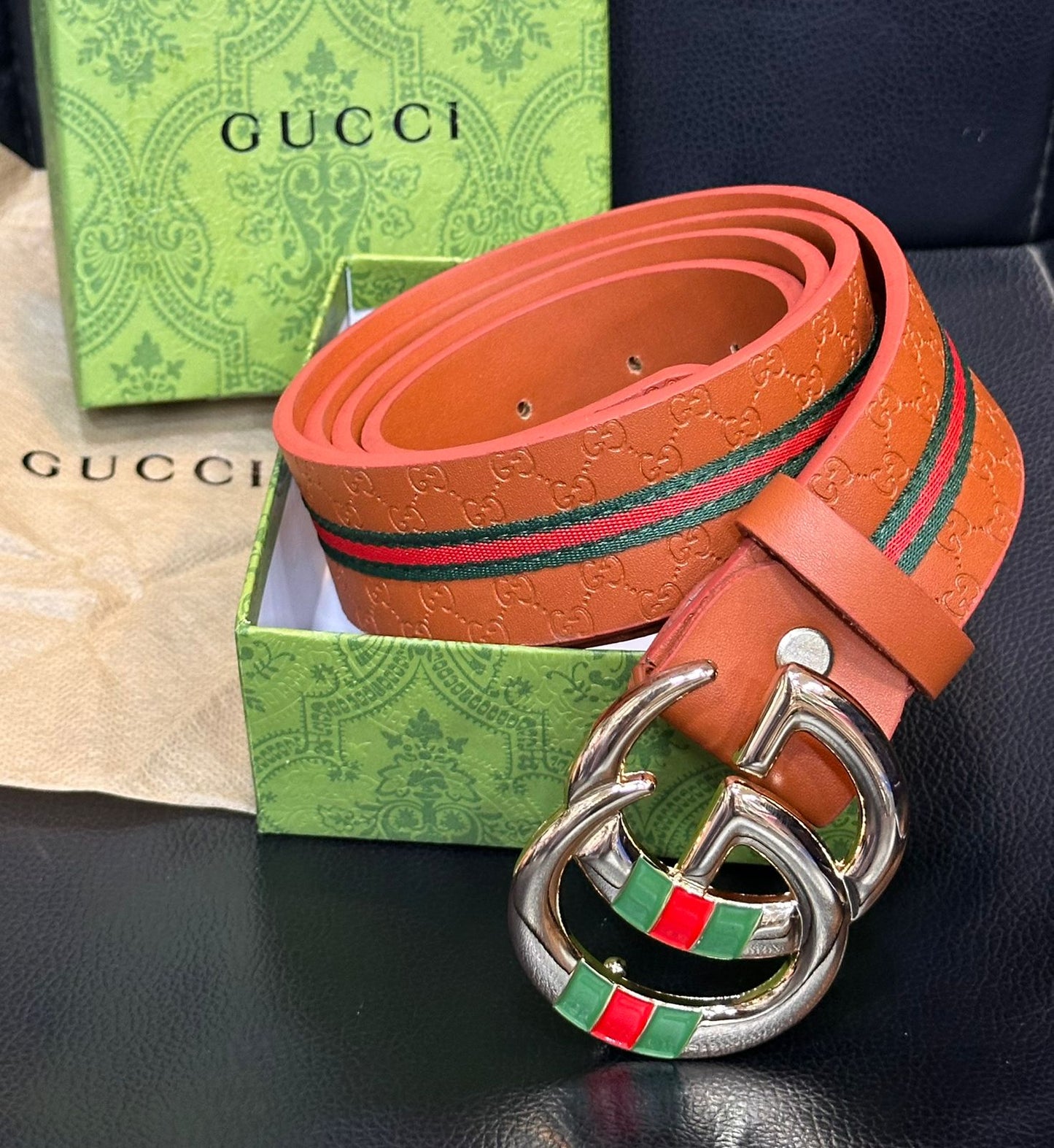 Guci Orange Belts for Men and Women