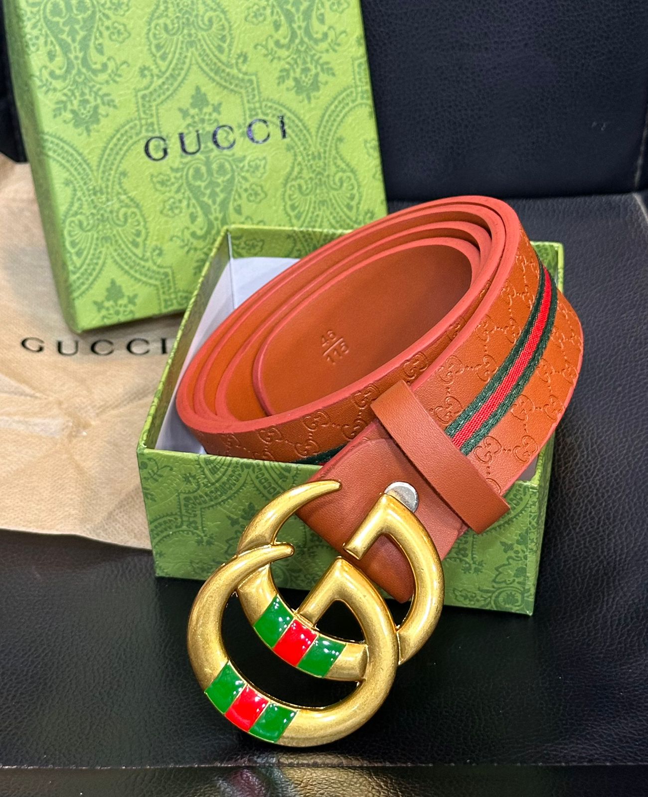 Guci Orange Belts for Men and Women
