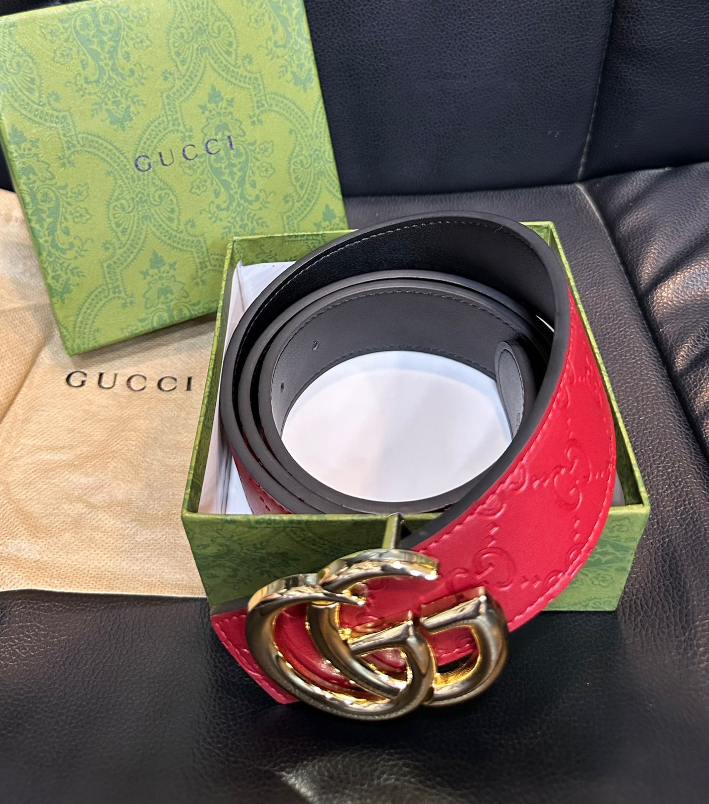 Guci Red Belts for Men and Women