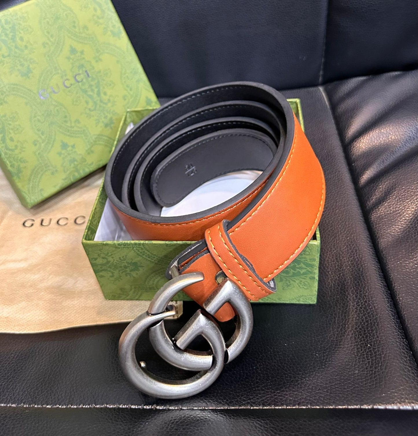 Guci Orange Belts for Men and Women