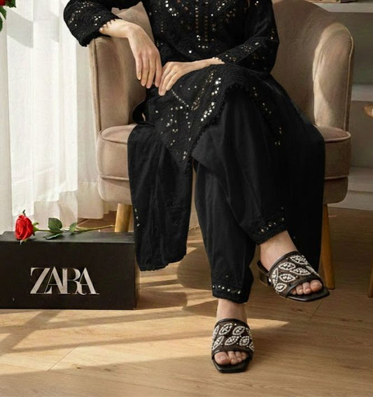 Za ra Embroidery Heel for Women
