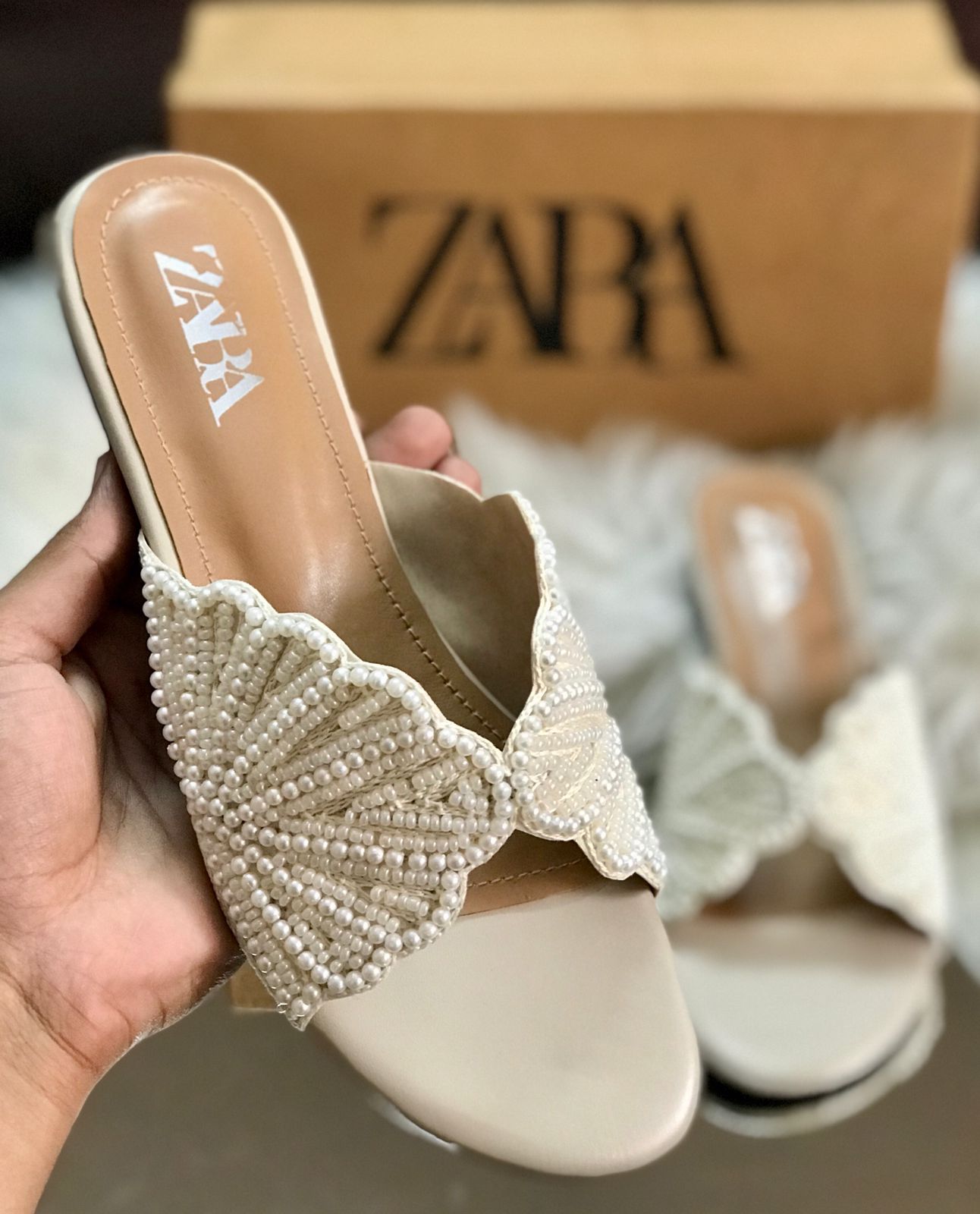 Zara Pearl Slippers for Women