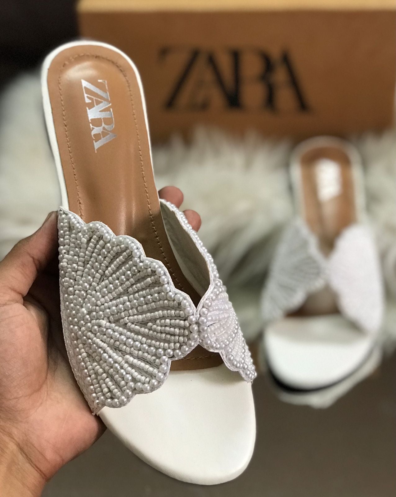 Zara Pearl Slippers for Women