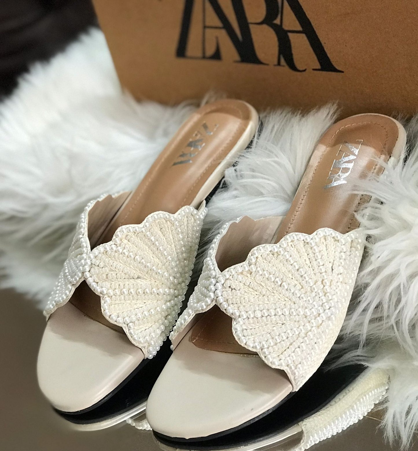 Zara Pearl Slippers for Women