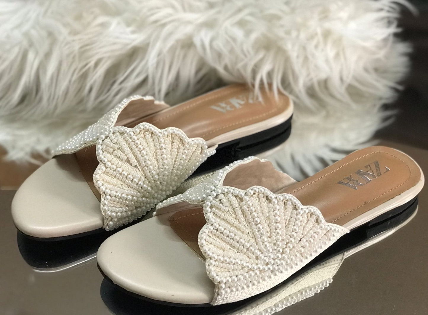 Zara Pearl Slippers for Women