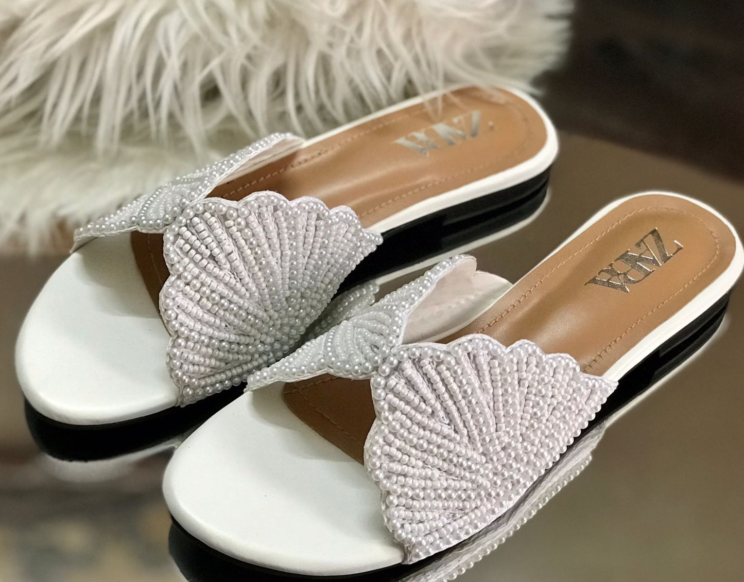 Zara Pearl Slippers for Women