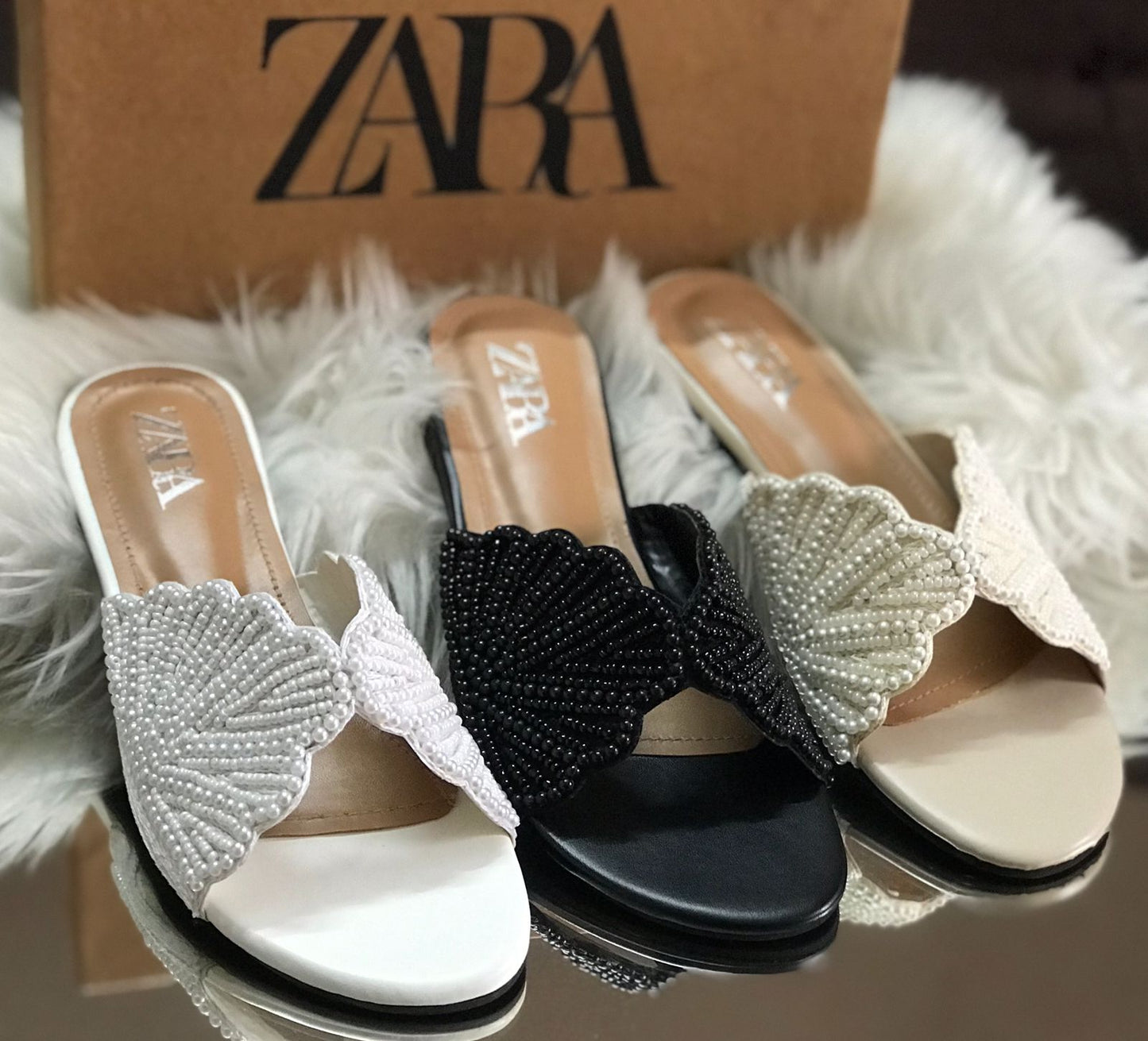 Zara Pearl Slippers for Women