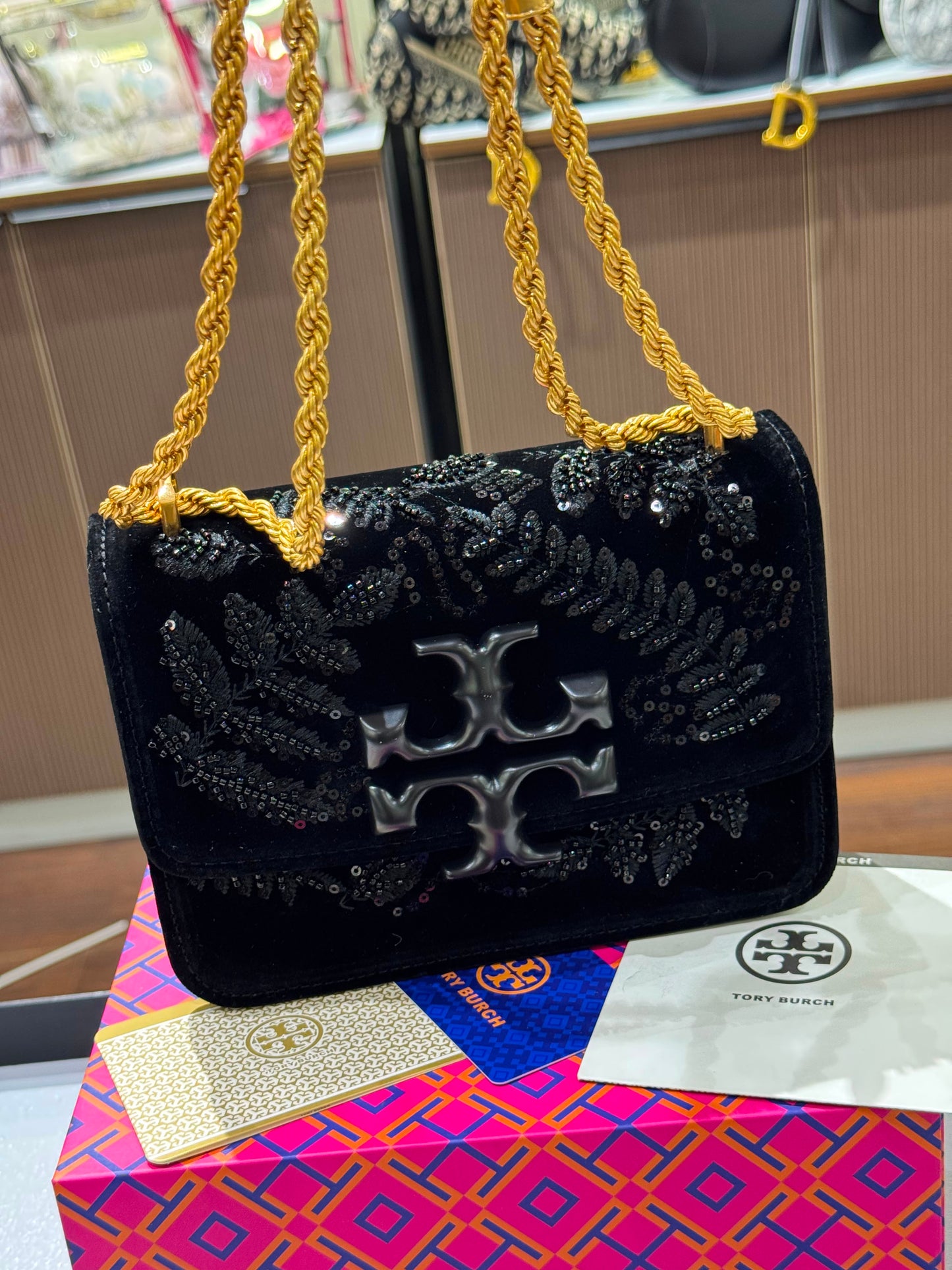 Tory Burch Eleanor Embroidered Velvet Shoulder bag for Women