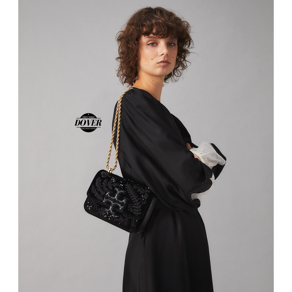 Tory Burch Eleanor Embroidered Velvet Shoulder bag for Women