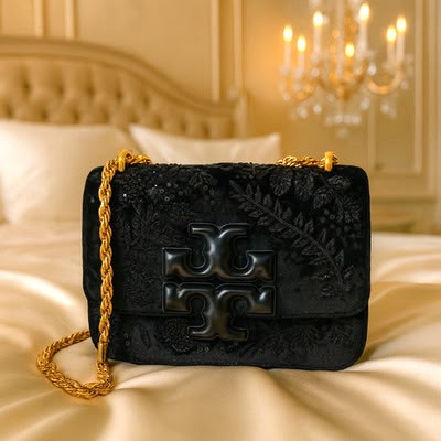 Tory Burch Eleanor Embroidered Velvet Shoulder bag for Women