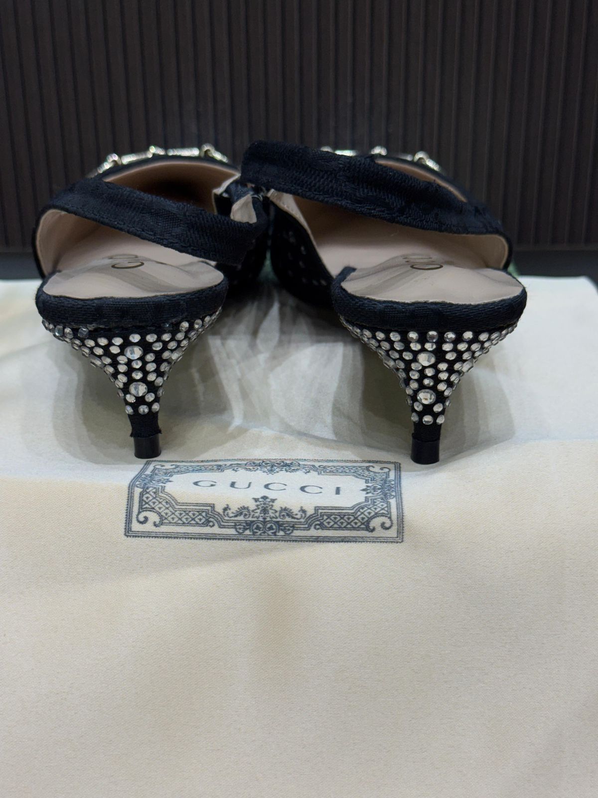 Guci Premium Sling back Pump with Crystal Horsebit Heels for Women