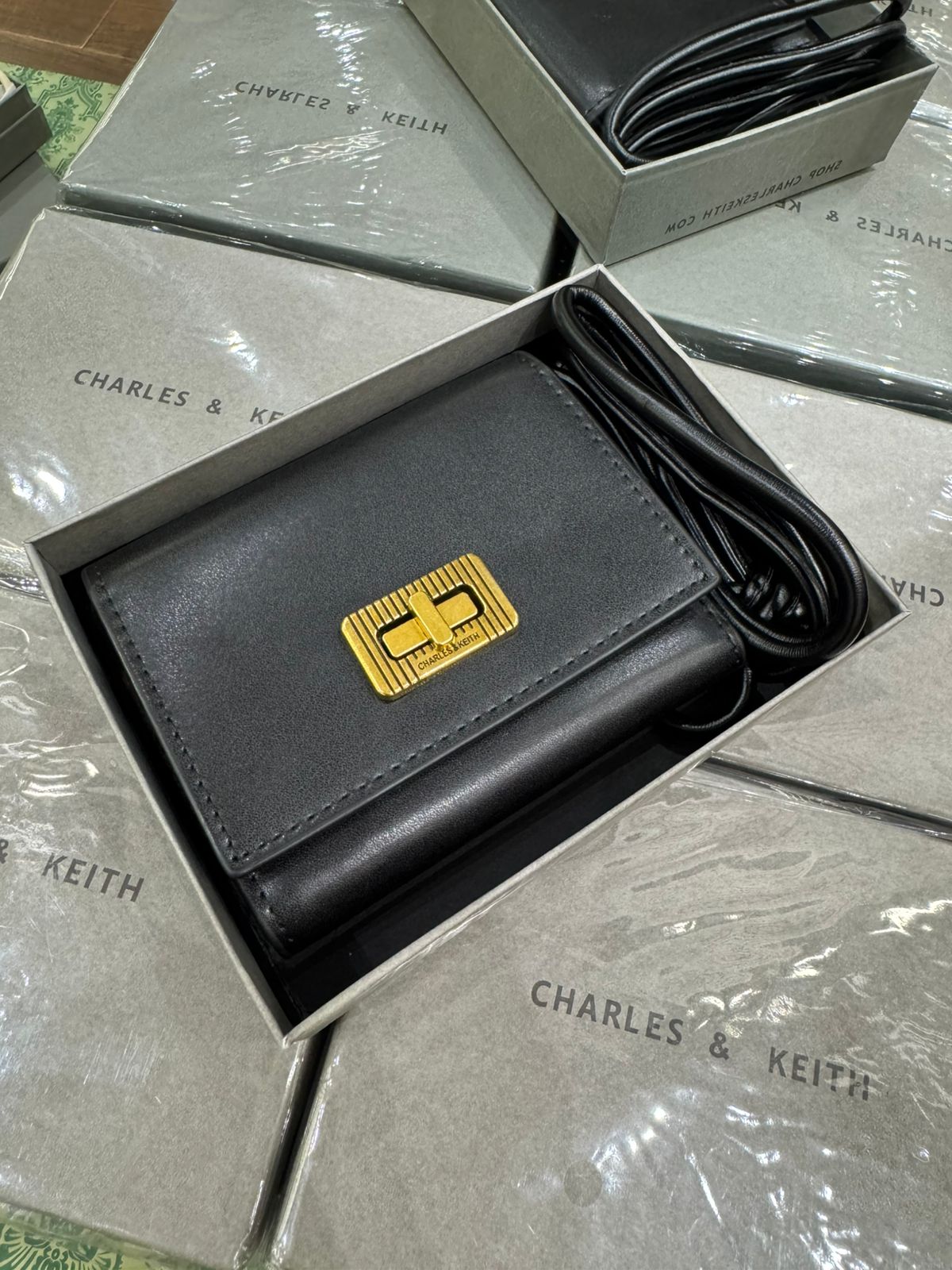 Charles & Keith Edna Turn lock Knotted Strap wallet for Women