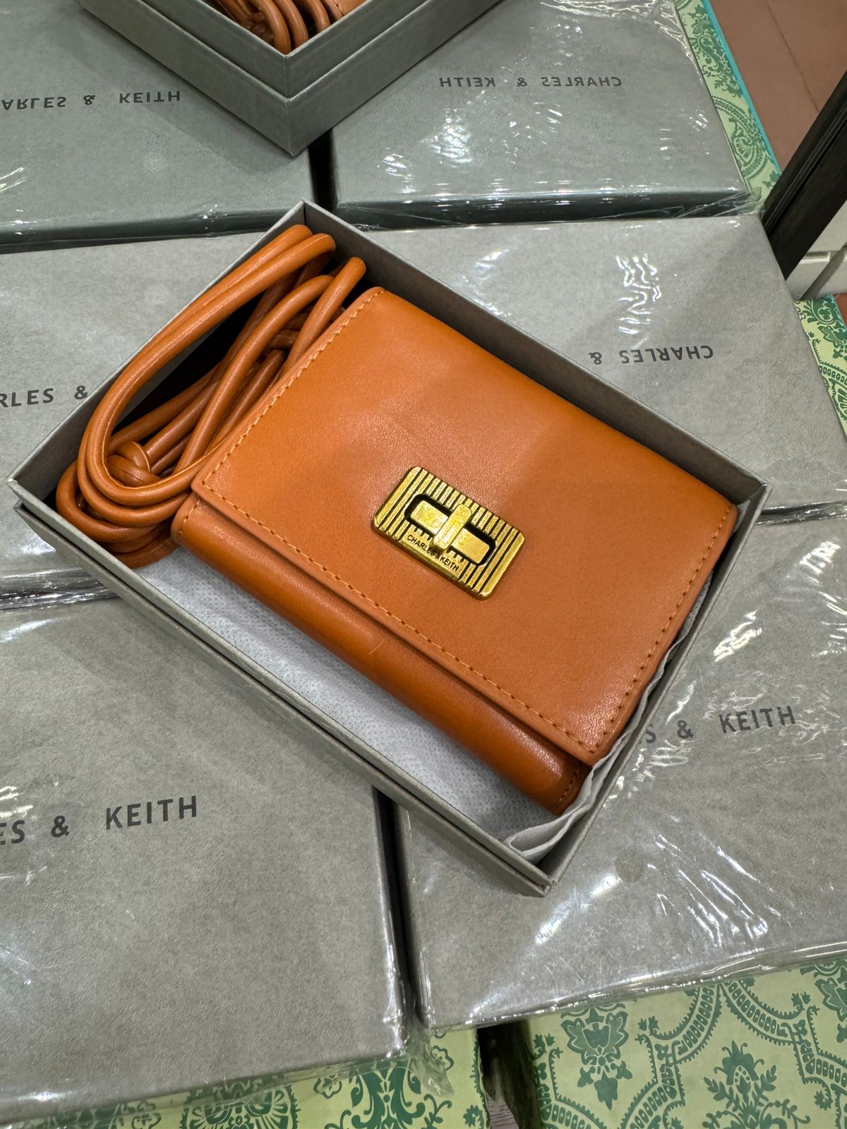 Charles & Keith Edna Turn lock Knotted Strap wallet for Women