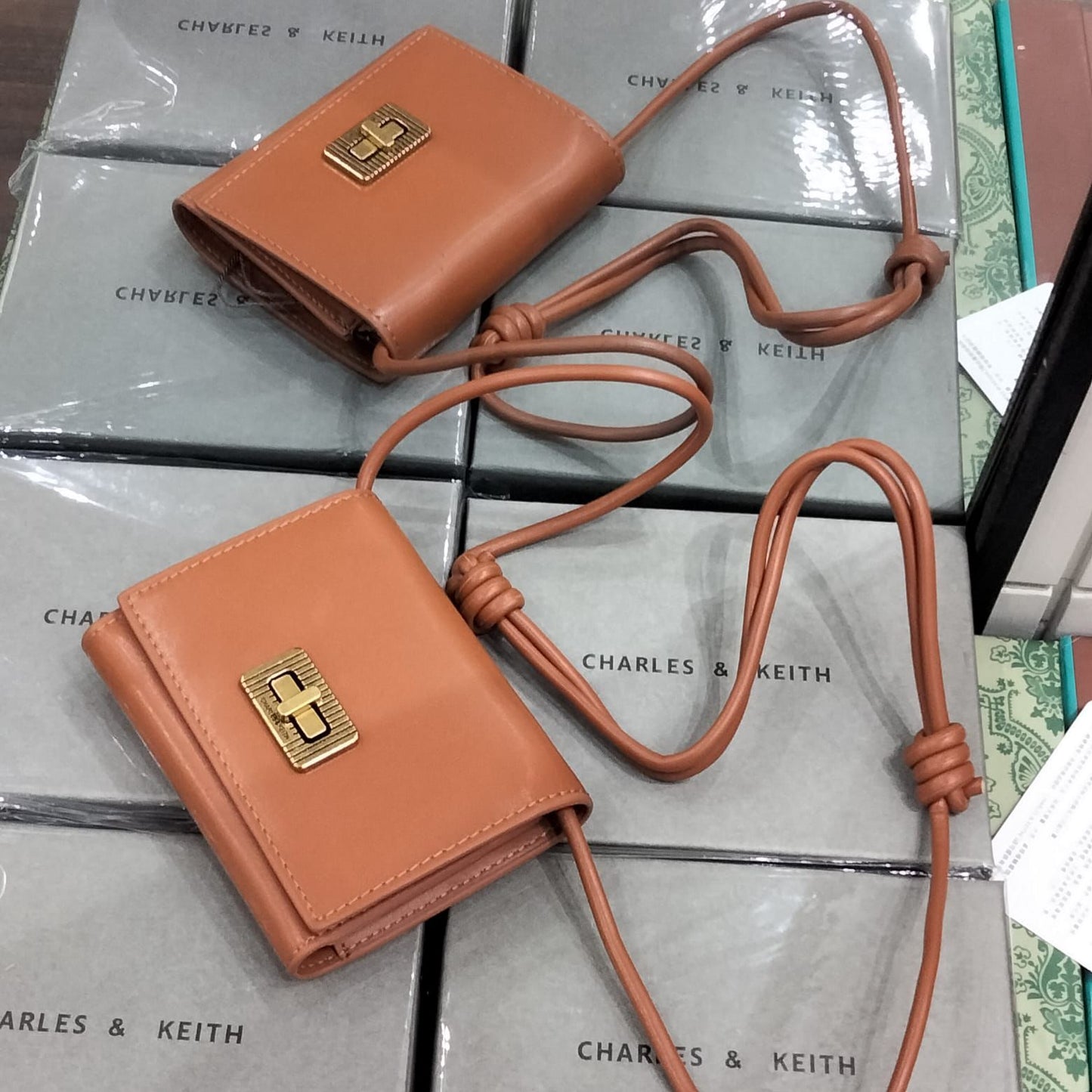 Charles & Keith Edna Turn lock Knotted Strap wallet for Women