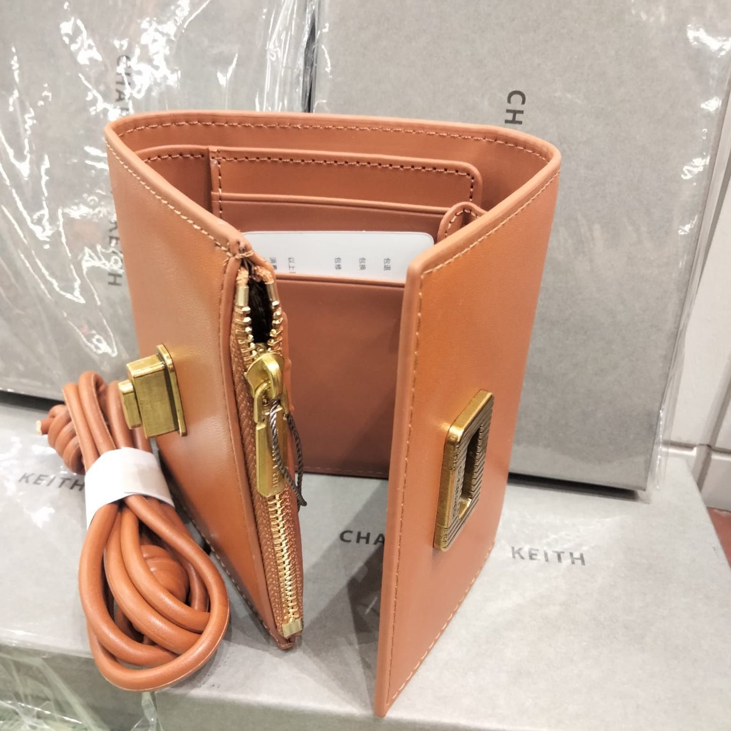 Charles & Keith Edna Turn lock Knotted Strap wallet for Women