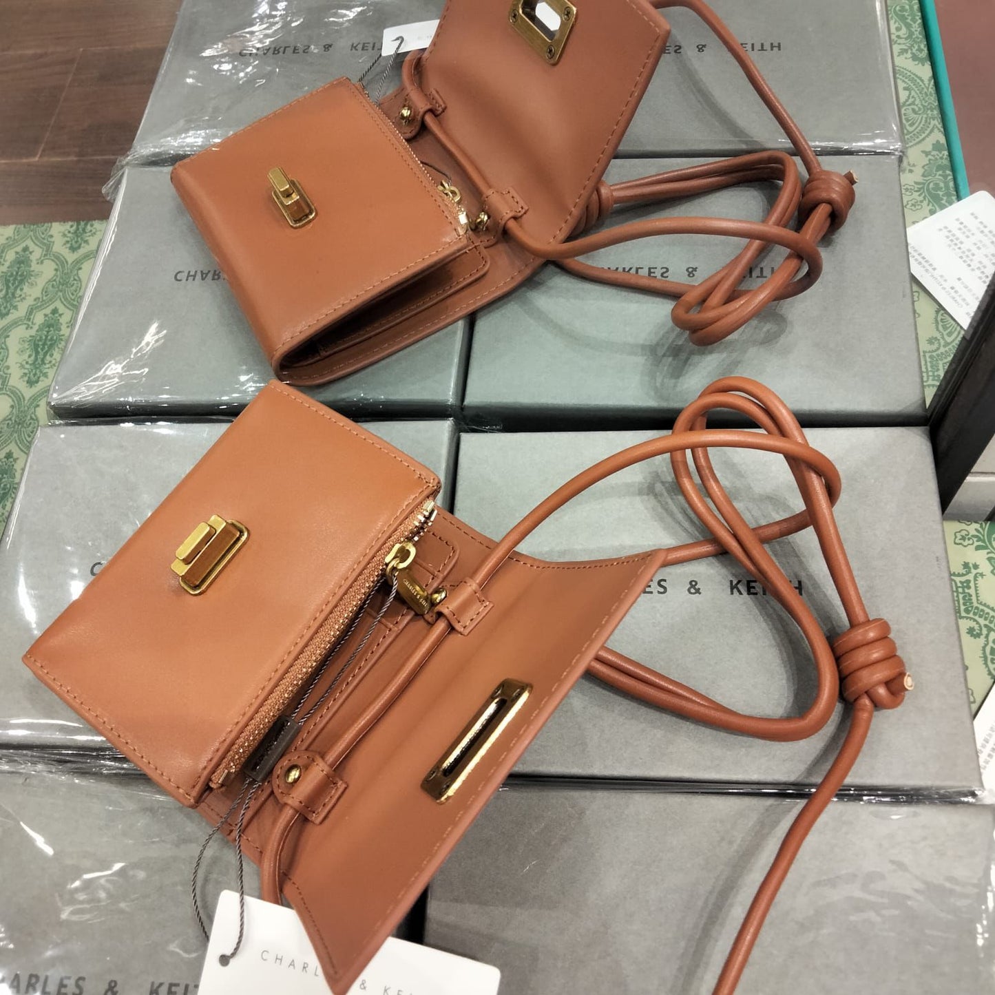 Charles & Keith Edna Turn lock Knotted Strap wallet for Women