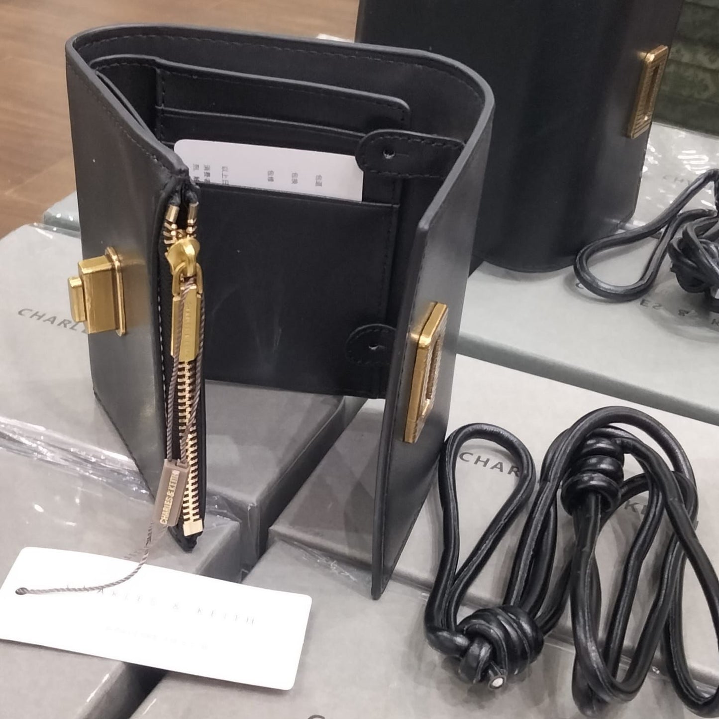 Charles & Keith Edna Turn lock Knotted Strap wallet for Women