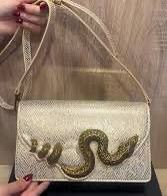 Roberto Cavelli with Golden Python and Snake Motif Shoulder bag for Women