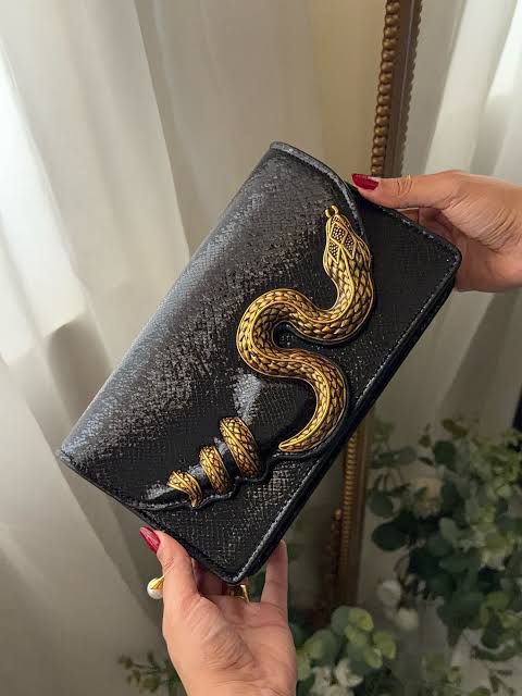 Roberto Cavelli with Golden Python and Snake Motif Shoulder bag for Women