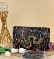 Roberto Cavelli with Golden Python and Snake Motif Shoulder bag for Women