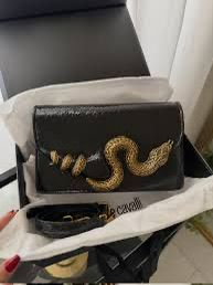 Roberto Cavelli with Golden Python and Snake Motif Shoulder bag for Women