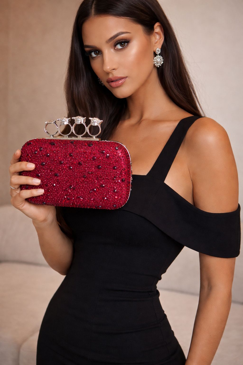 Alexander McQueen Skull Knuckle Embellished Clutch for Women