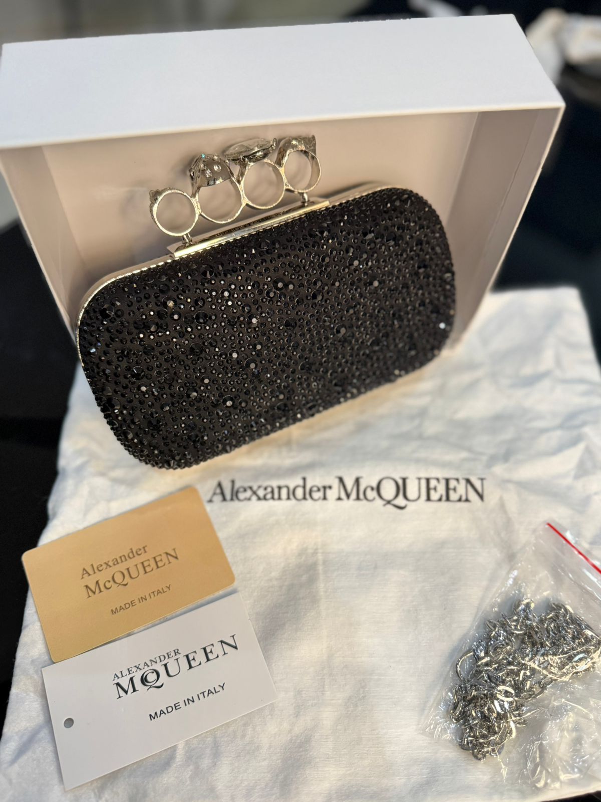 Alexander McQueen Skull Knuckle Embellished Clutch for Women