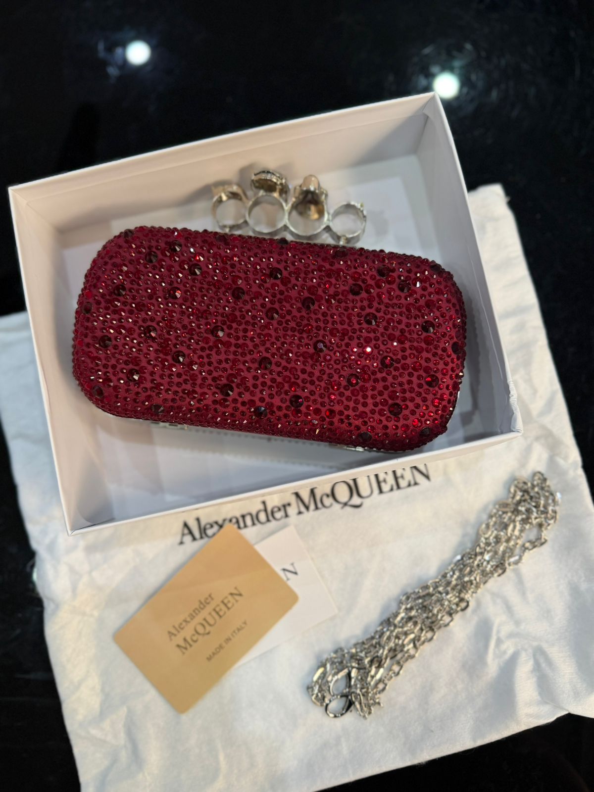 Alexander McQueen Skull Knuckle Embellished Clutch for Women