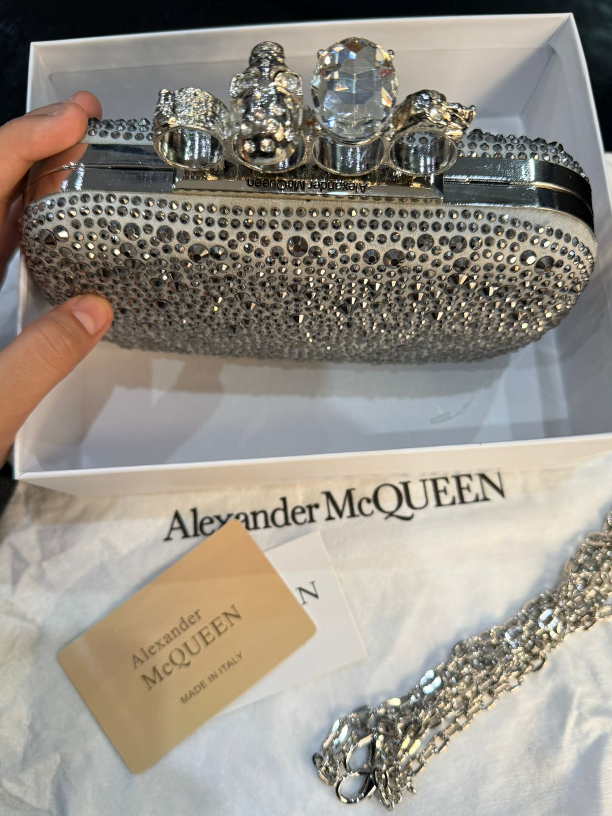 Alexander McQueen Skull Knuckle Embellished Clutch for Women