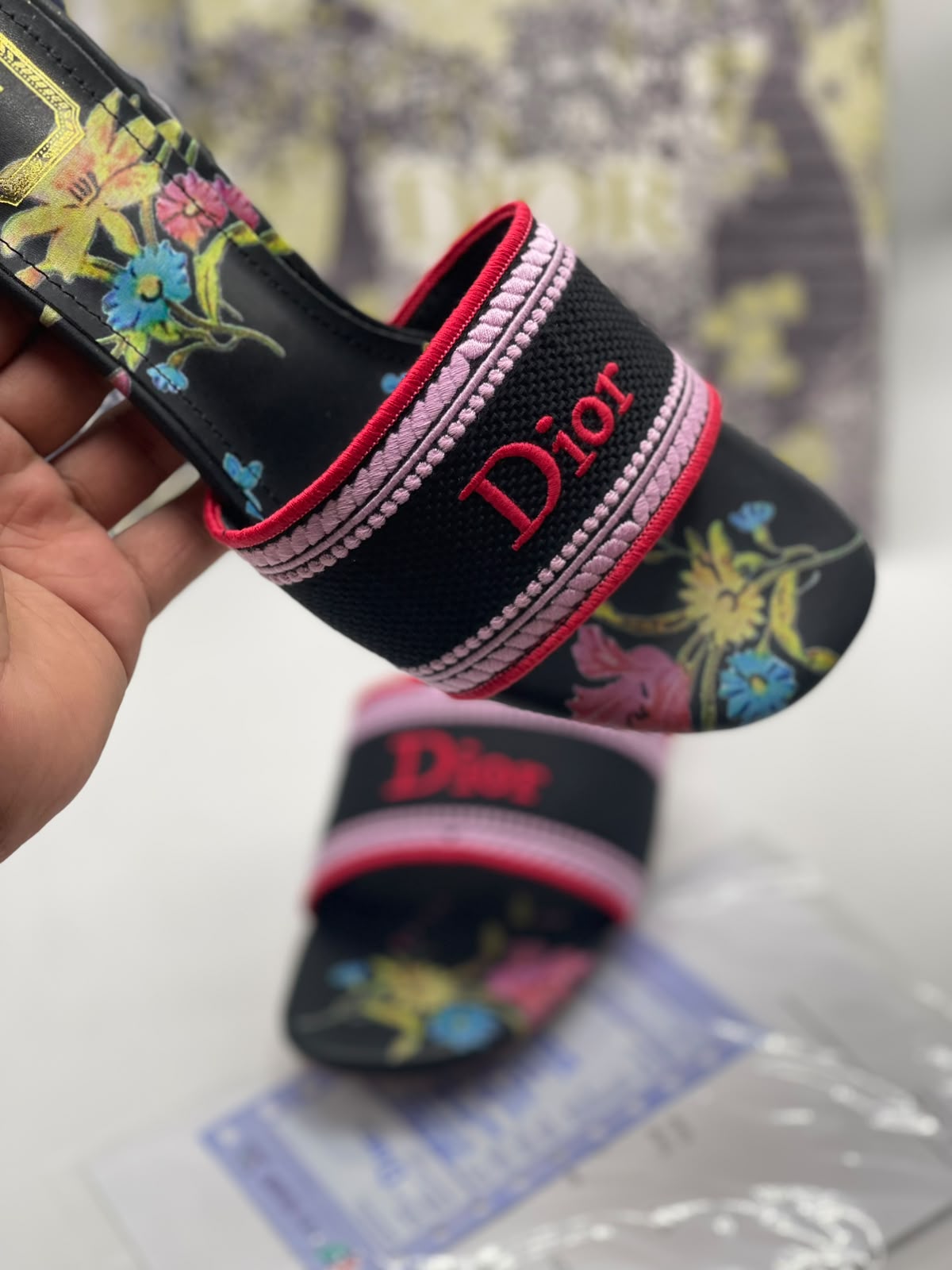 Dior Embroidered Imported Block Heel for Women