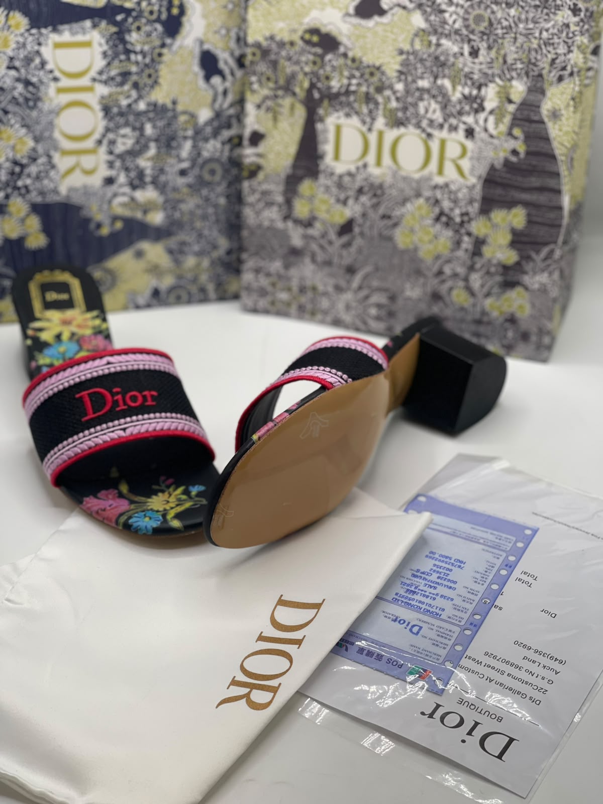 Dior Embroidered Imported Block Heel for Women