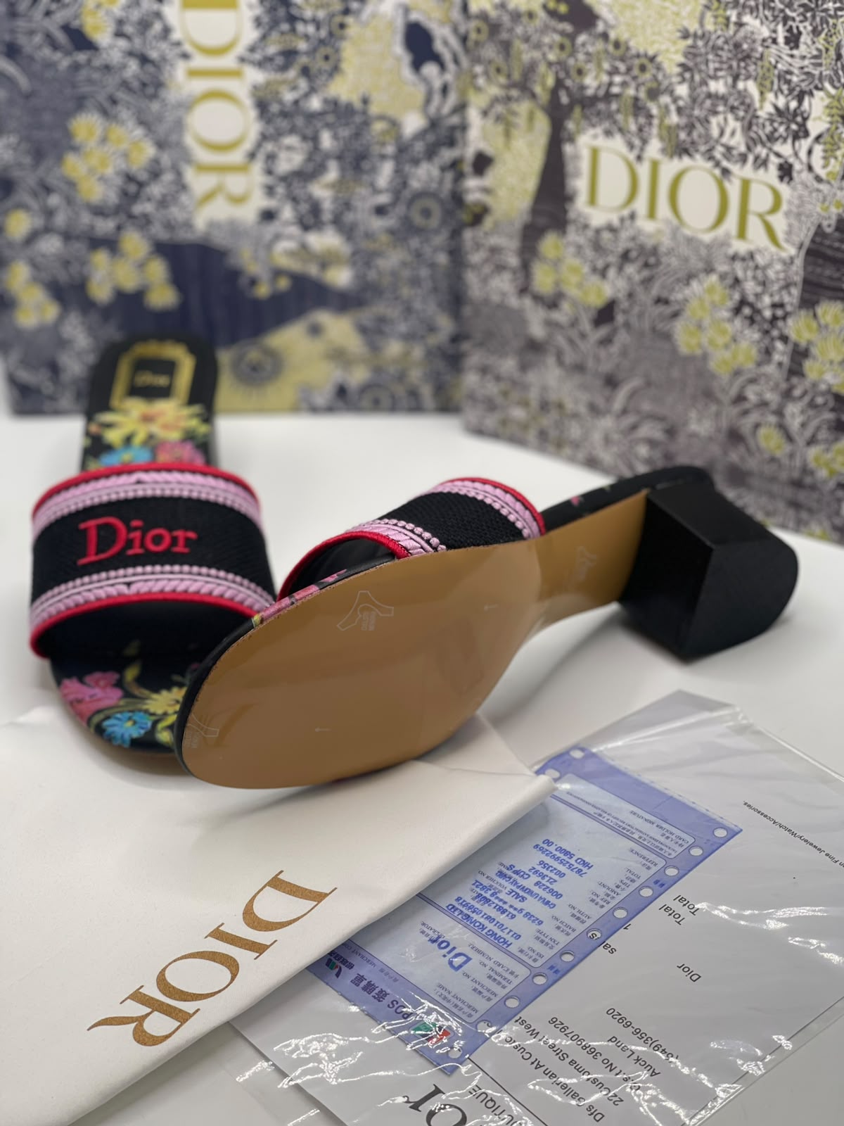Dior Embroidered Imported Block Heel for Women