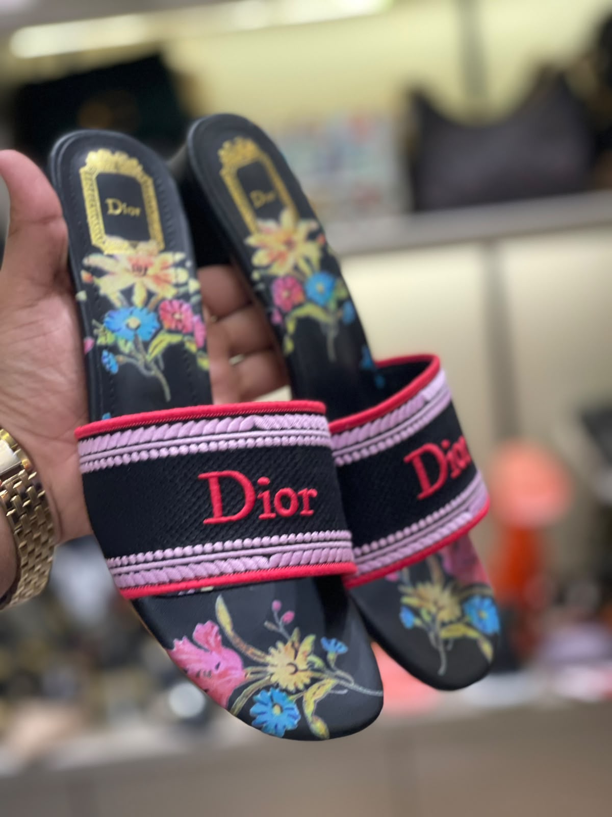 Dior Embroidered Imported Block Heel for Women