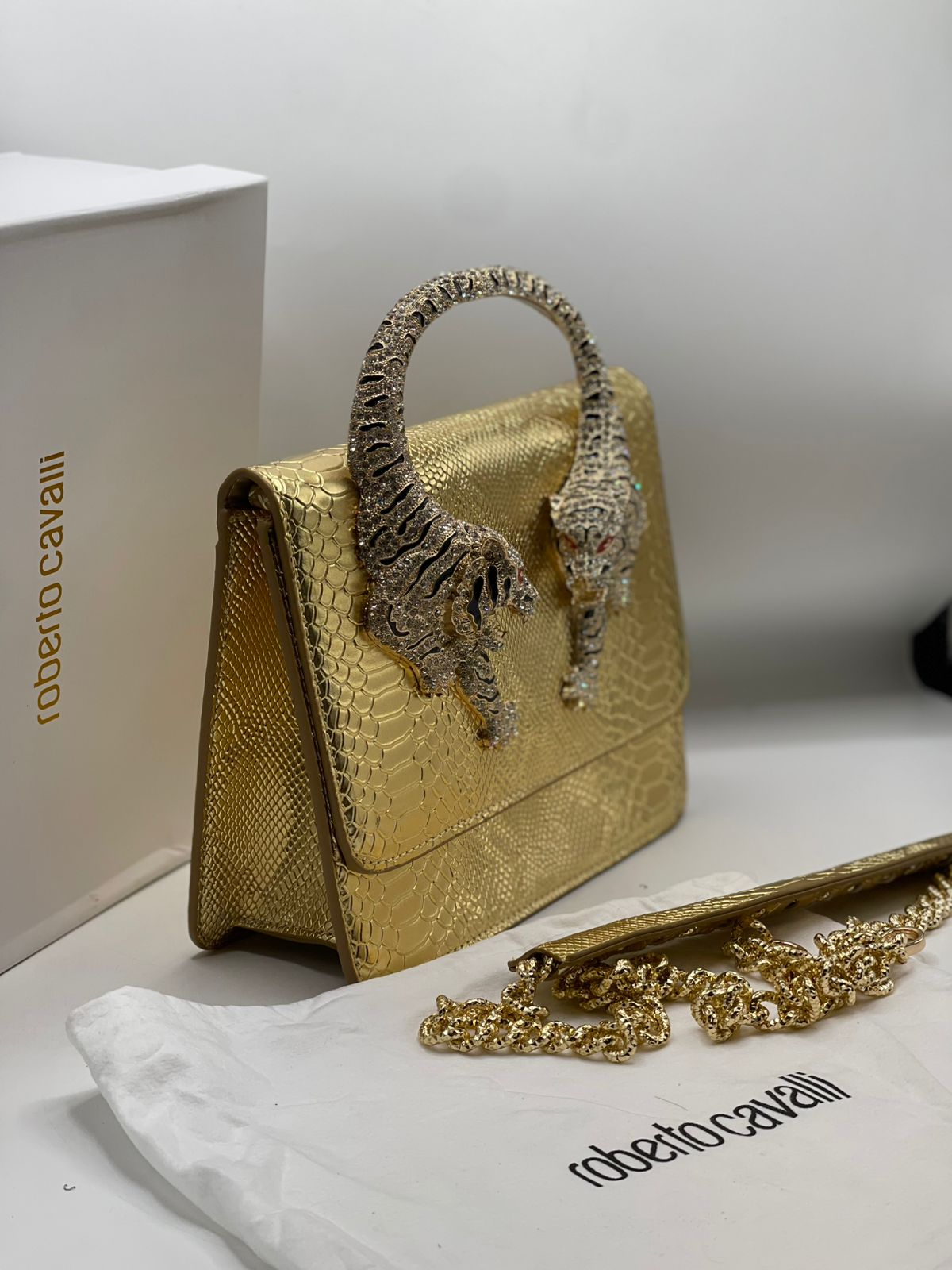 Roberto Cavali Large size Roar Crystal Embellished Shoulder Bag for Women