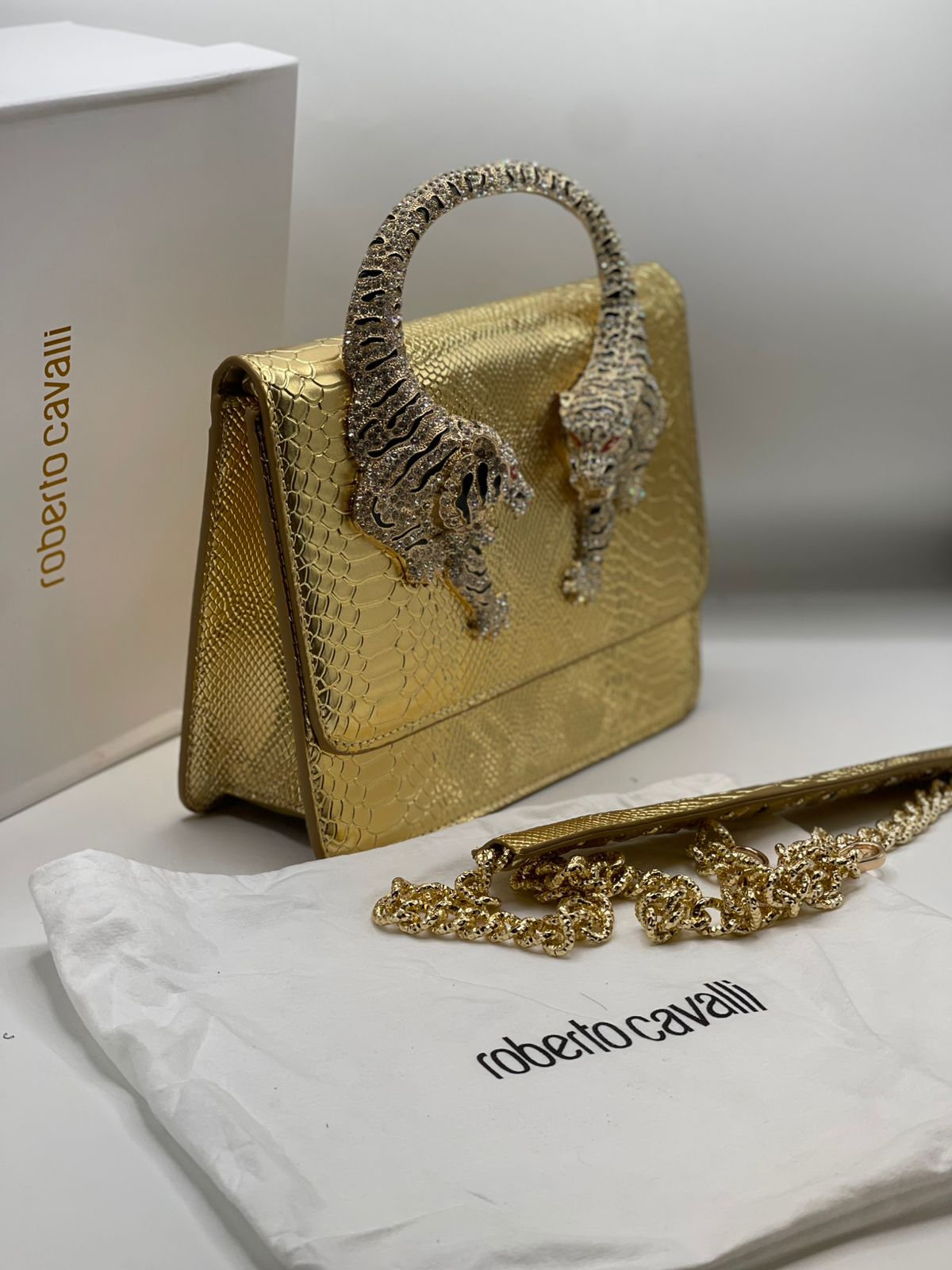 Roberto Cavali Large size Roar Crystal Embellished Shoulder Bag for Women