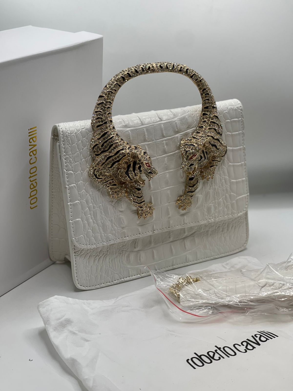 Roberto Cavali Large size Roar Crystal Embellished Shoulder Bag for Women