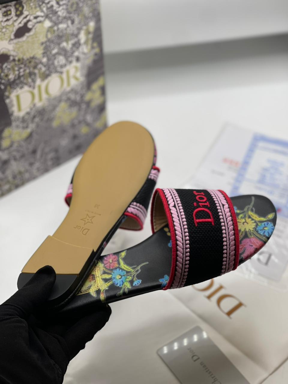 Dior Dway Embroidered Slides Slippers for Women