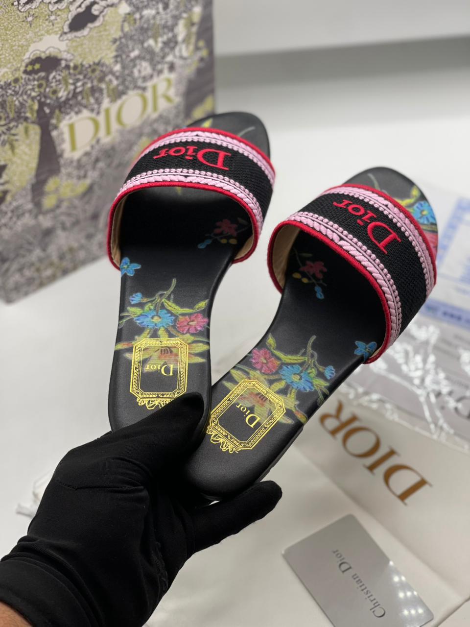 Dior Dway Embroidered Slides Slippers for Women