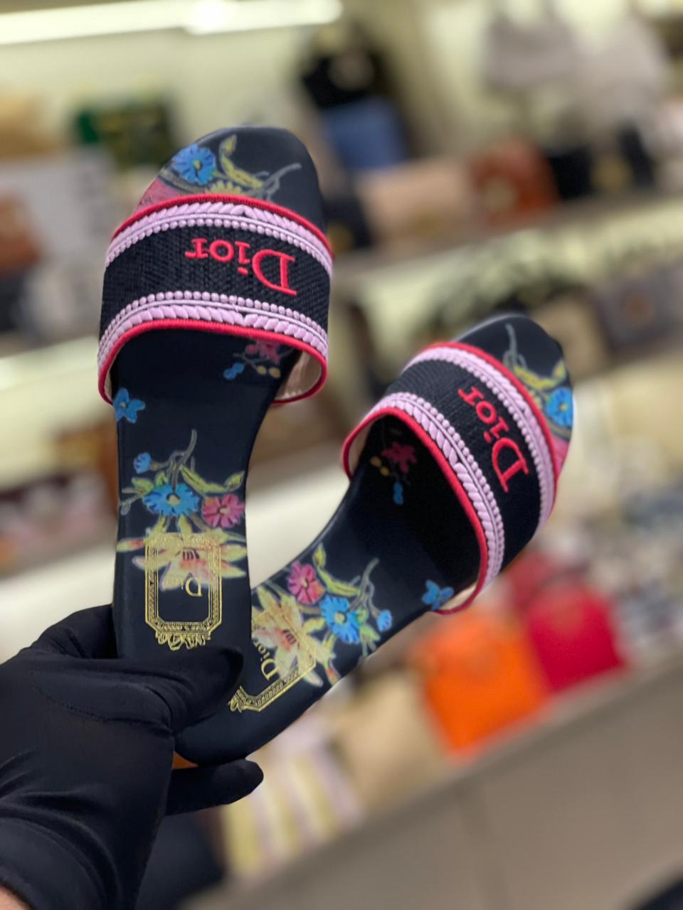 Dior Dway Embroidered Slides Slippers for Women