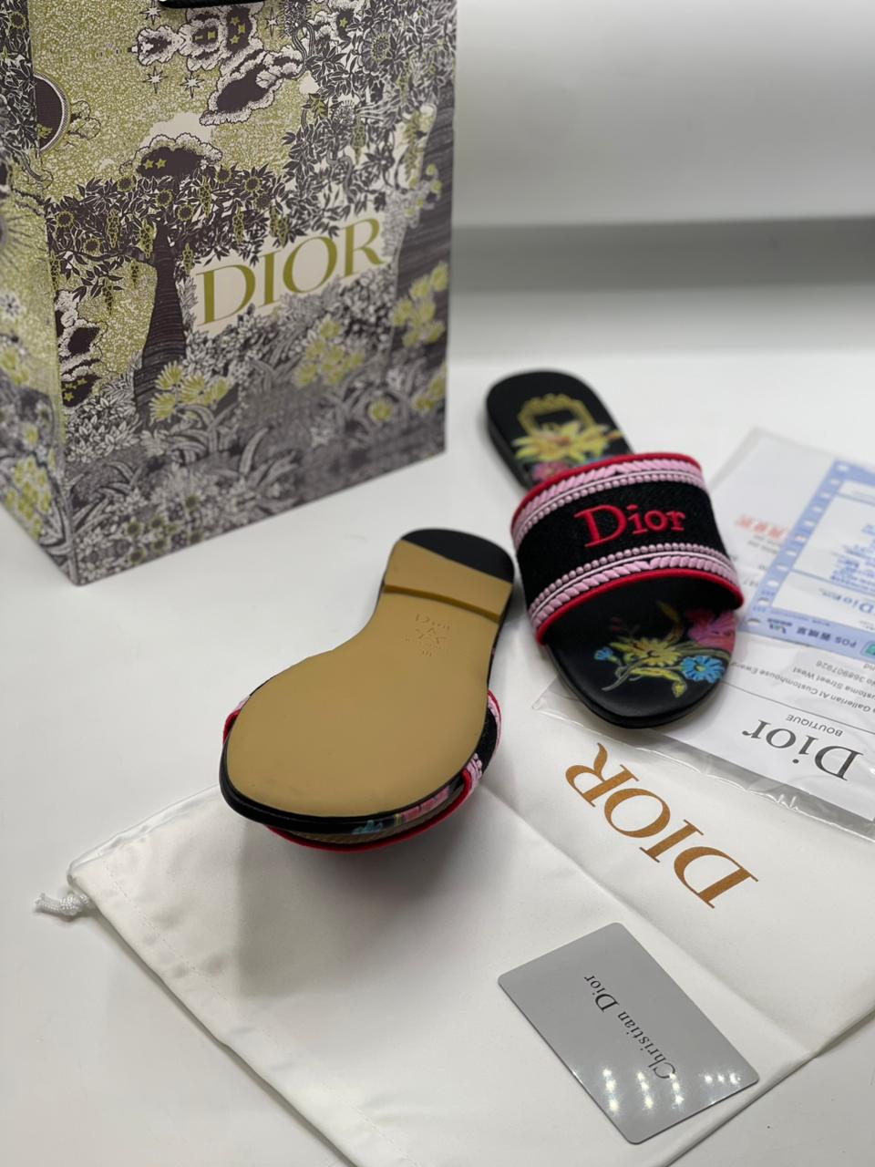 Dior Dway Embroidered Slides Slippers for Women