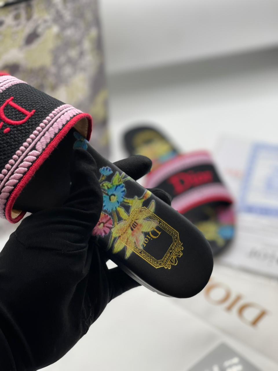 Dior Dway Embroidered Slides Slippers for Women