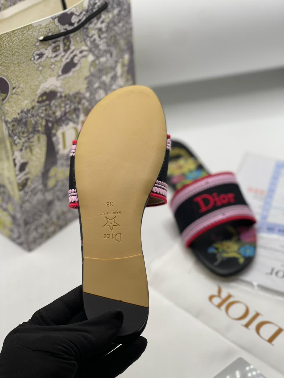 Dior Dway Embroidered Slides Slippers for Women
