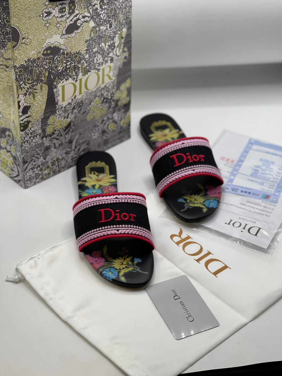 Dior Dway Embroidered Slides Slippers for Women