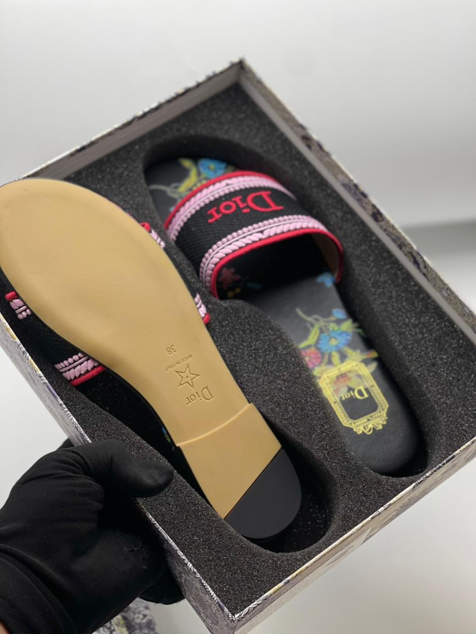 Dior Dway Embroidered Slides Slippers for Women