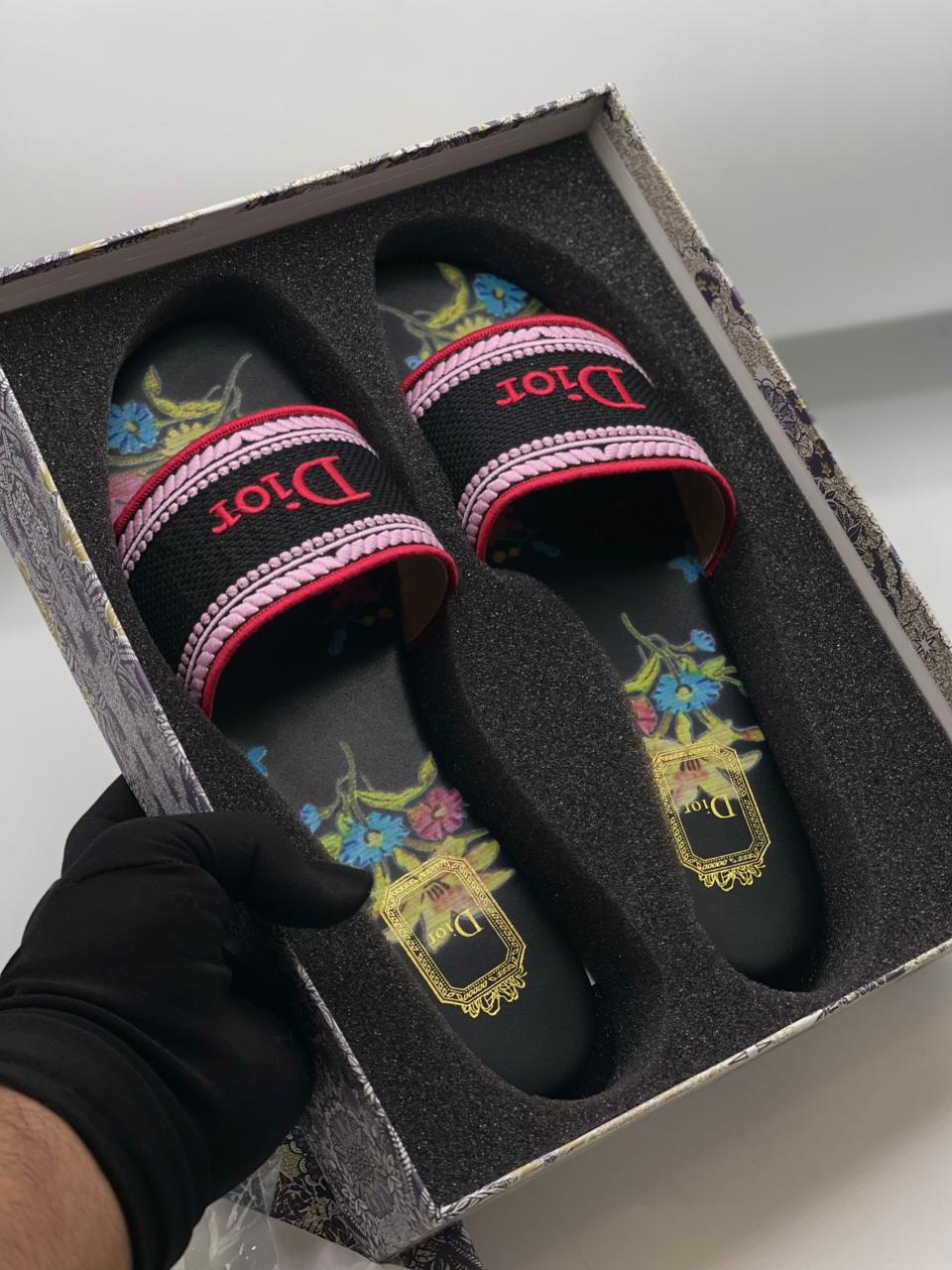 Dior Dway Embroidered Slides Slippers for Women