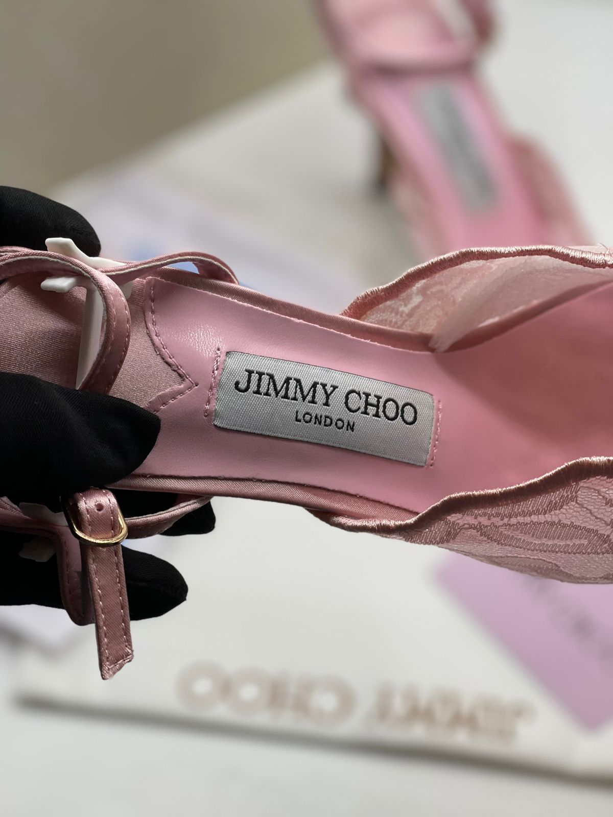 Jimmy Choo Premium Pink Lace Heels for Women