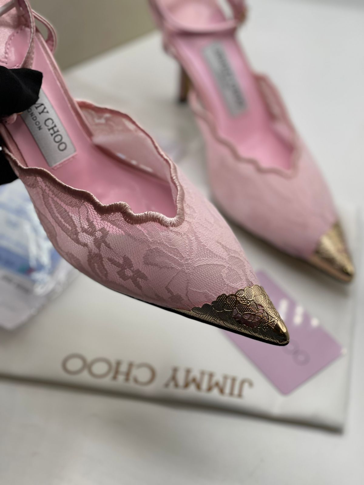 Jimmy Choo Premium Pink Lace Heels for Women