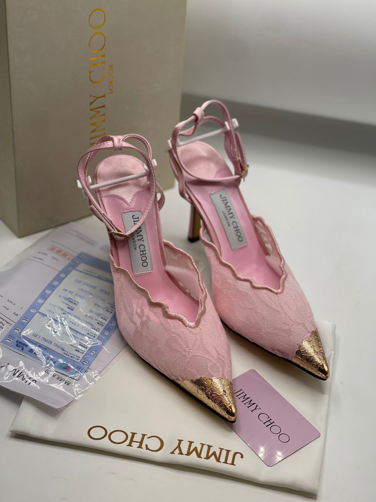 Jimmy Choo Premium Pink Lace Heels for Women